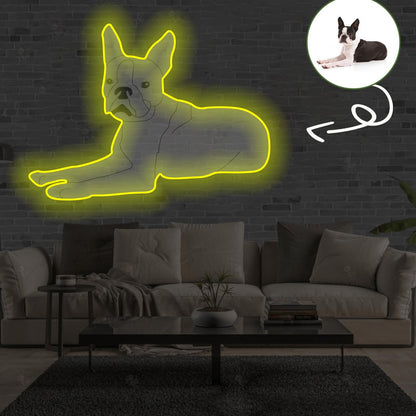 Custom Boston Terrier Pop-Art Neon Sign with Your Dog's Photo - Personalized Pet Name Art - Unique Home Decor & Gift for Dog Lovers - Pet-Themed Lighting