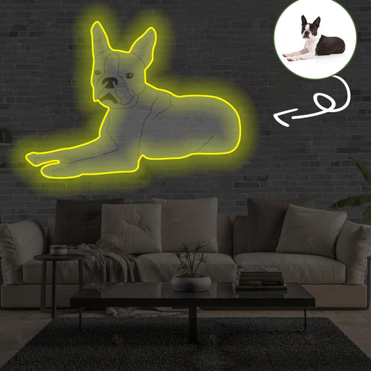 Custom Boston Terrier Pop-Art Neon Sign with Your Dog's Photo - Personalized Pet Name Art - Unique Home Decor & Gift for Dog Lovers - Pet-Themed Lighting