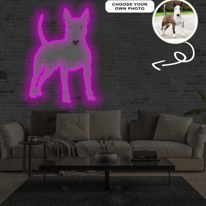 Custom Bull terrier Pop-Art Neon Sign with Your Dog's Photo - Personalized Pet Name Art - Unique Home Decor & Gift for Dog Lovers - Pet-Themed Lighting