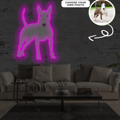 Custom Bull terrier Pop-Art Neon Sign with Your Dog's Photo - Personalized Pet Name Art - Unique Home Decor & Gift for Dog Lovers - Pet-Themed Lighting