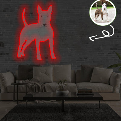 Custom Bull terrier Pop-Art Neon Sign with Your Dog's Photo - Personalized Pet Name Art - Unique Home Decor & Gift for Dog Lovers - Pet-Themed Lighting