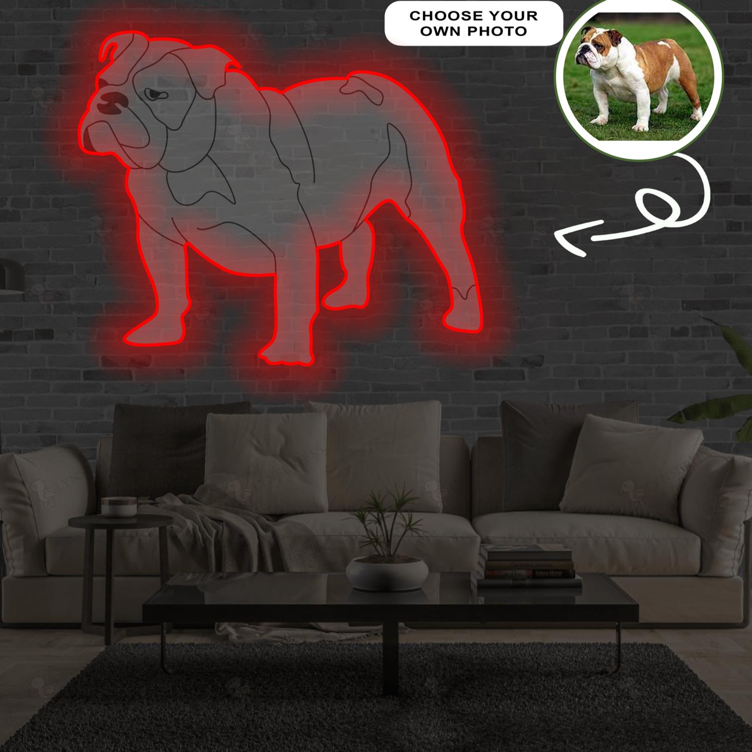 Custom Bulldog Pop-Art Neon Sign with Your Dog's Photo - Personalized Pet Name Art - Unique Home Decor & Gift for Dog Lovers - Pet-Themed Lighting