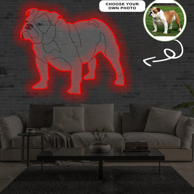 Custom Bulldog Pop-Art Neon Sign with Your Dog's Photo - Personalized Pet Name Art - Unique Home Decor & Gift for Dog Lovers - Pet-Themed Lighting