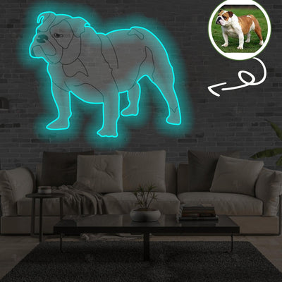 Custom Bulldog Pop-Art Neon Sign with Your Dog's Photo - Personalized Pet Name Art - Unique Home Decor & Gift for Dog Lovers - Pet-Themed Lighting