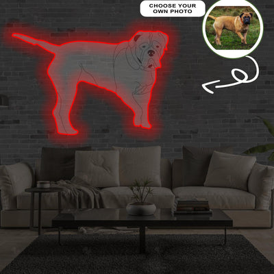 Custom Bullmastiff Pop-Art Neon Sign with Your Dog's Photo - Personalized Pet Name Art - Unique Home Decor & Gift for Dog Lovers - Pet-Themed Lighting