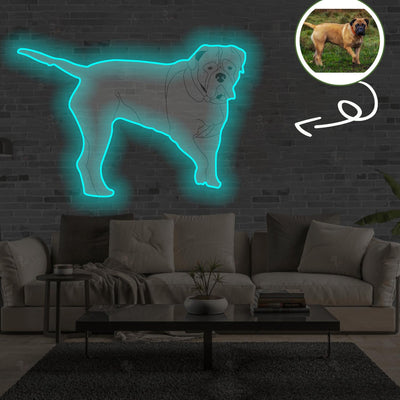 Custom Bullmastiff Pop-Art Neon Sign with Your Dog's Photo - Personalized Pet Name Art - Unique Home Decor & Gift for Dog Lovers - Pet-Themed Lighting
