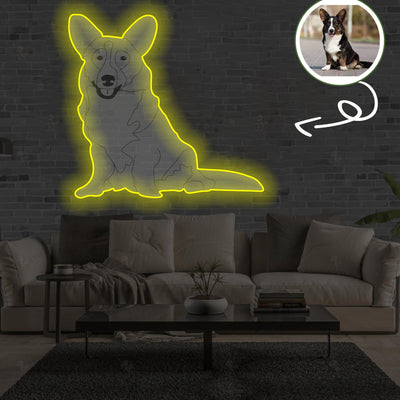 Custom Cardigan Welsh Corgi Pop-Art Neon Sign with Your Dog's Photo - Personalized Pet Name Art - Unique Home Decor & Gift for Dog Lovers - Pet-Themed Lighting