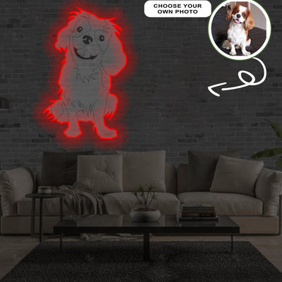Custom Cavalier King Charles Spaniel Pop-Art Neon Sign with Your Dog's Photo - Personalized Pet Name Art - Unique Home Decor & Gift for Dog Lovers - Pet-Themed Lighting