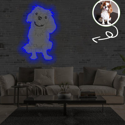 Custom Cavalier King Charles Spaniel Pop-Art Neon Sign with Your Dog's Photo - Personalized Pet Name Art - Unique Home Decor & Gift for Dog Lovers - Pet-Themed Lighting