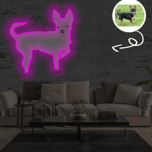 Custom Chihuahua Pop-Art Neon Sign with Your Dog's Photo - Personalized Pet Name Art - Unique Home Decor & Gift for Dog Lovers - Pet-Themed Lighting