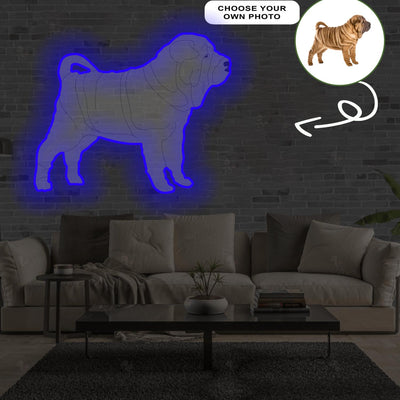 Custom Chinese shar-pei Pop-Art Neon Sign with Your Dog's Photo - Personalized Pet Name Art - Unique Home Decor & Gift for Dog Lovers - Pet-Themed Lighting