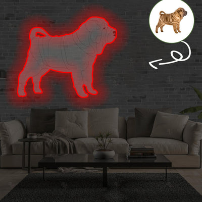 Custom Chinese shar-pei Pop-Art Neon Sign with Your Dog's Photo - Personalized Pet Name Art - Unique Home Decor & Gift for Dog Lovers - Pet-Themed Lighting