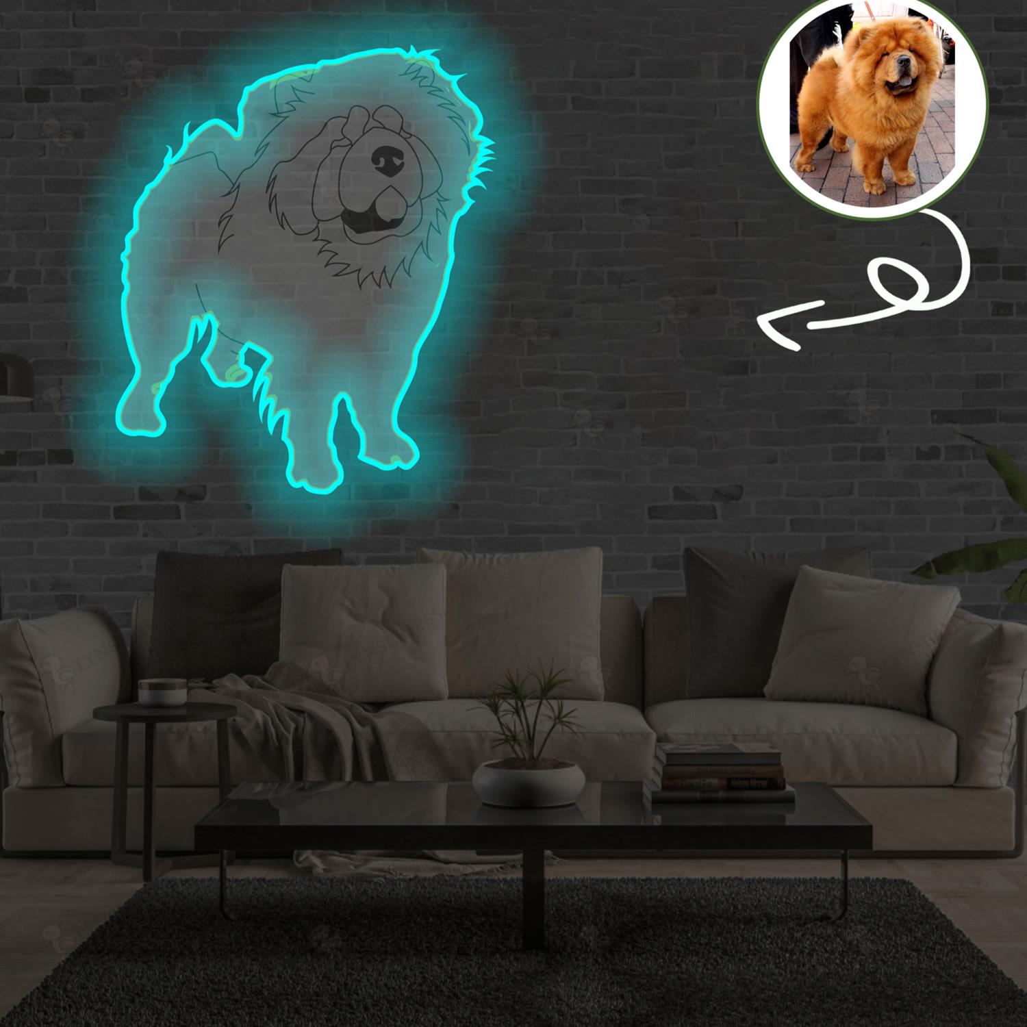 Custom Chow chow Pop-Art Neon Sign with Your Dog's Photo - Personalized Pet Name Art - Unique Home Decor & Gift for Dog Lovers - Pet-Themed Lighting