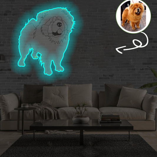 Custom Chow chow Pop-Art Neon Sign with Your Dog's Photo - Personalized Pet Name Art - Unique Home Decor & Gift for Dog Lovers - Pet-Themed Lighting