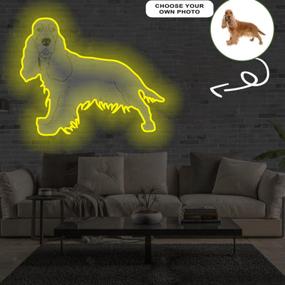 Custom Cocker Spaniel Pop-Art Neon Sign with Your Dog's Photo - Personalized Pet Name Art - Unique Home Decor & Gift for Dog Lovers - Pet-Themed Lighting