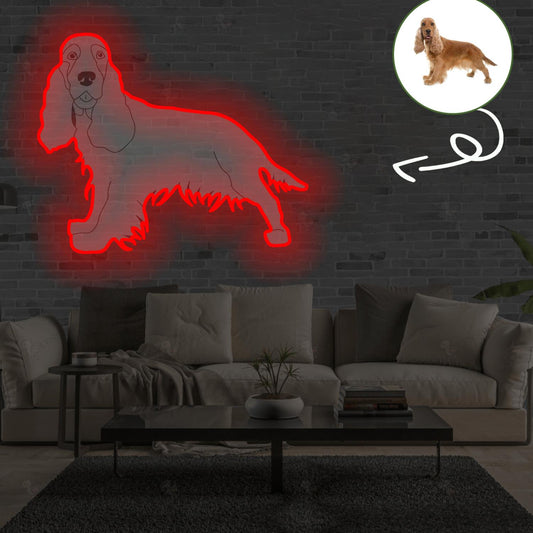 Custom Cocker Spaniel Pop-Art Neon Sign with Your Dog's Photo - Personalized Pet Name Art - Unique Home Decor & Gift for Dog Lovers - Pet-Themed Lighting