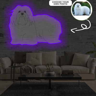 Custom Coton de tulear Pop-Art Neon Sign with Your Dog's Photo - Personalized Pet Name Art - Unique Home Decor & Gift for Dog Lovers - Pet-Themed Lighting