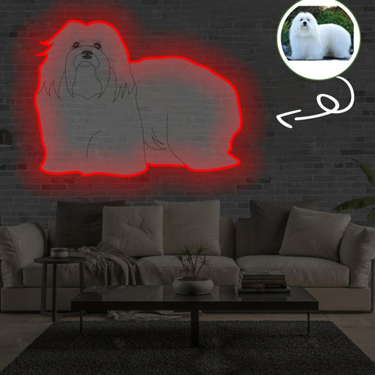 Custom Coton de tulear Pop-Art Neon Sign with Your Dog's Photo - Personalized Pet Name Art - Unique Home Decor & Gift for Dog Lovers - Pet-Themed Lighting