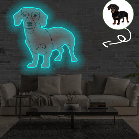 Custom Dachshund Pop-Art Neon Sign with Your Dog's Photo - Personalized Pet Name Art - Unique Home Decor & Gift for Dog Lovers - Pet-Themed Lighting