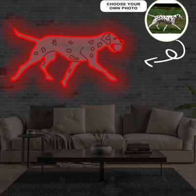 Custom Dalmatian Pop-Art Neon Sign with Your Dog's Photo - Personalized Pet Name Art - Unique Home Decor & Gift for Dog Lovers - Pet-Themed Lighting