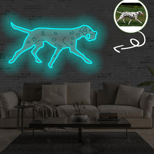 Custom Dalmatian Pop-Art Neon Sign with Your Dog's Photo - Personalized Pet Name Art - Unique Home Decor & Gift for Dog Lovers - Pet-Themed Lighting