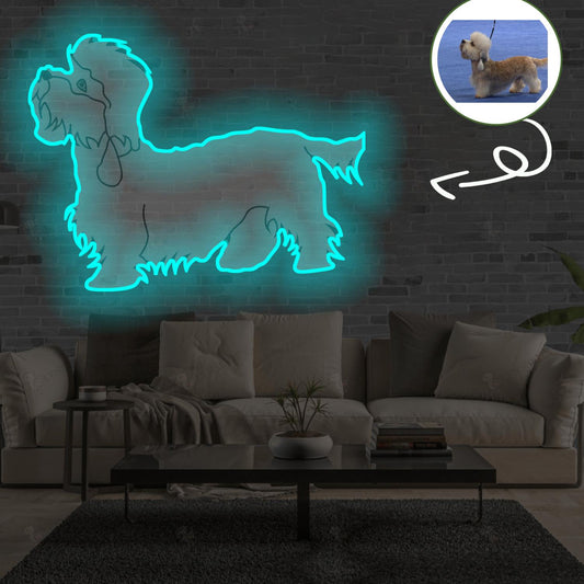 Custom Dandie dinmont terrier Pop-Art Neon Sign with Your Dog's Photo - Personalized Pet Name Art - Unique Home Decor & Gift for Dog Lovers - Pet-Themed Lighting