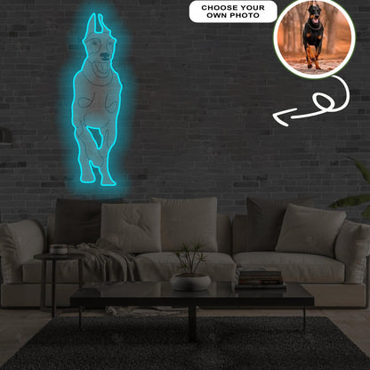 Custom Dobberman Pop-Art Neon Sign with Your Dog's Photo - Personalized Pet Name Art - Unique Home Decor & Gift for Dog Lovers - Pet-Themed Lighting