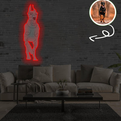 Custom Dobberman Pop-Art Neon Sign with Your Dog's Photo - Personalized Pet Name Art - Unique Home Decor & Gift for Dog Lovers - Pet-Themed Lighting