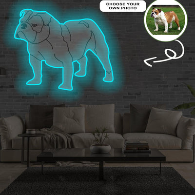 Custom English Bulldog Pop-Art Neon Sign with Your Dog's Photo - Personalized Pet Name Art - Unique Home Decor & Gift for Dog Lovers - Pet-Themed Lighting