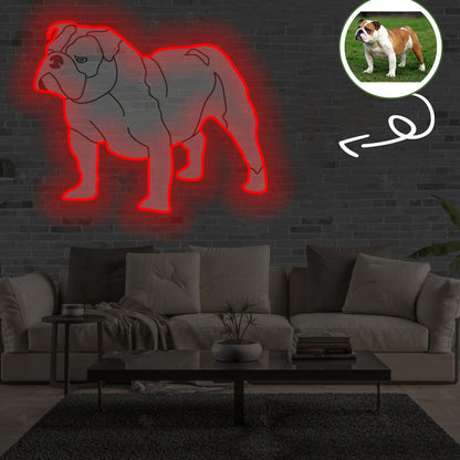 Custom English Bulldog Pop-Art Neon Sign with Your Dog's Photo - Personalized Pet Name Art - Unique Home Decor & Gift for Dog Lovers - Pet-Themed Lighting