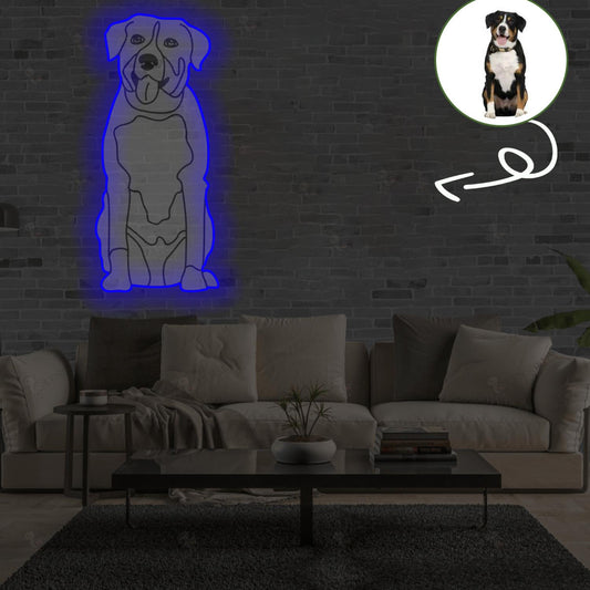 Custom Entlebucher mountain dog Pop-Art Neon Sign with Your Dog's Photo - Personalized Pet Name Art - Unique Home Decor & Gift for Dog Lovers - Pet-Themed Lighting