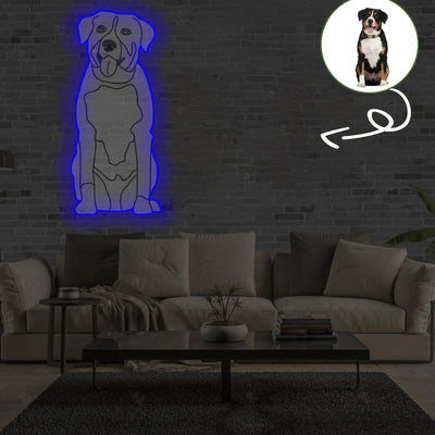 Custom Entlebucher mountain dog Pop-Art Neon Sign with Your Dog's Photo - Personalized Pet Name Art - Unique Home Decor & Gift for Dog Lovers - Pet-Themed Lighting