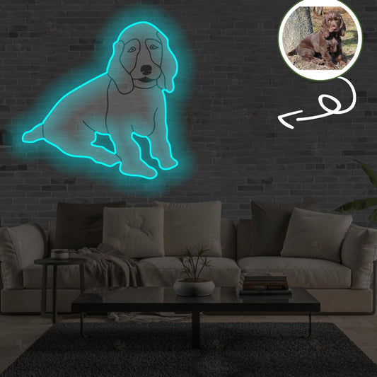 Custom Field spaniel Pop-Art Neon Sign with Your Dog's Photo - Personalized Pet Name Art - Unique Home Decor & Gift for Dog Lovers - Pet-Themed Lighting