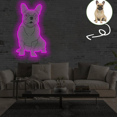 Custom French Bulldog Pop-Art Neon Sign with Your Dog's Photo - Personalized Pet Name Art - Unique Home Decor & Gift for Dog Lovers - Pet-Themed Lighting