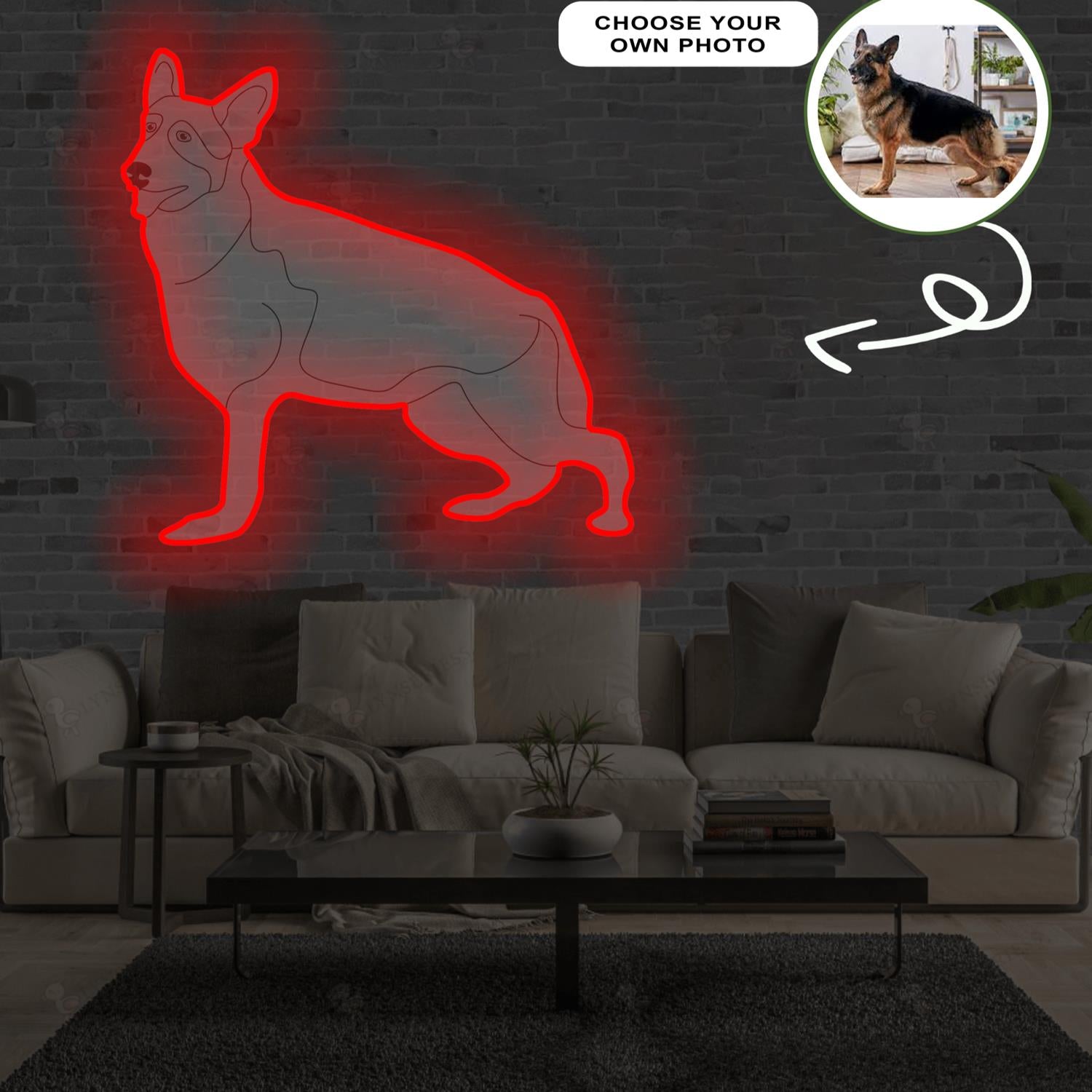 Custom German Shepherd Pop-Art Neon Sign with Your Dog's Photo - Personalized Pet Name Art - Unique Home Decor & Gift for Dog Lovers - Pet-Themed Lighting