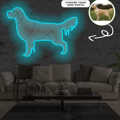Custom Golden Retriever Pop-Art Neon Sign with Your Dog's Photo - Personalized Pet Name Art - Unique Home Decor & Gift for Dog Lovers - Pet-Themed Lighting