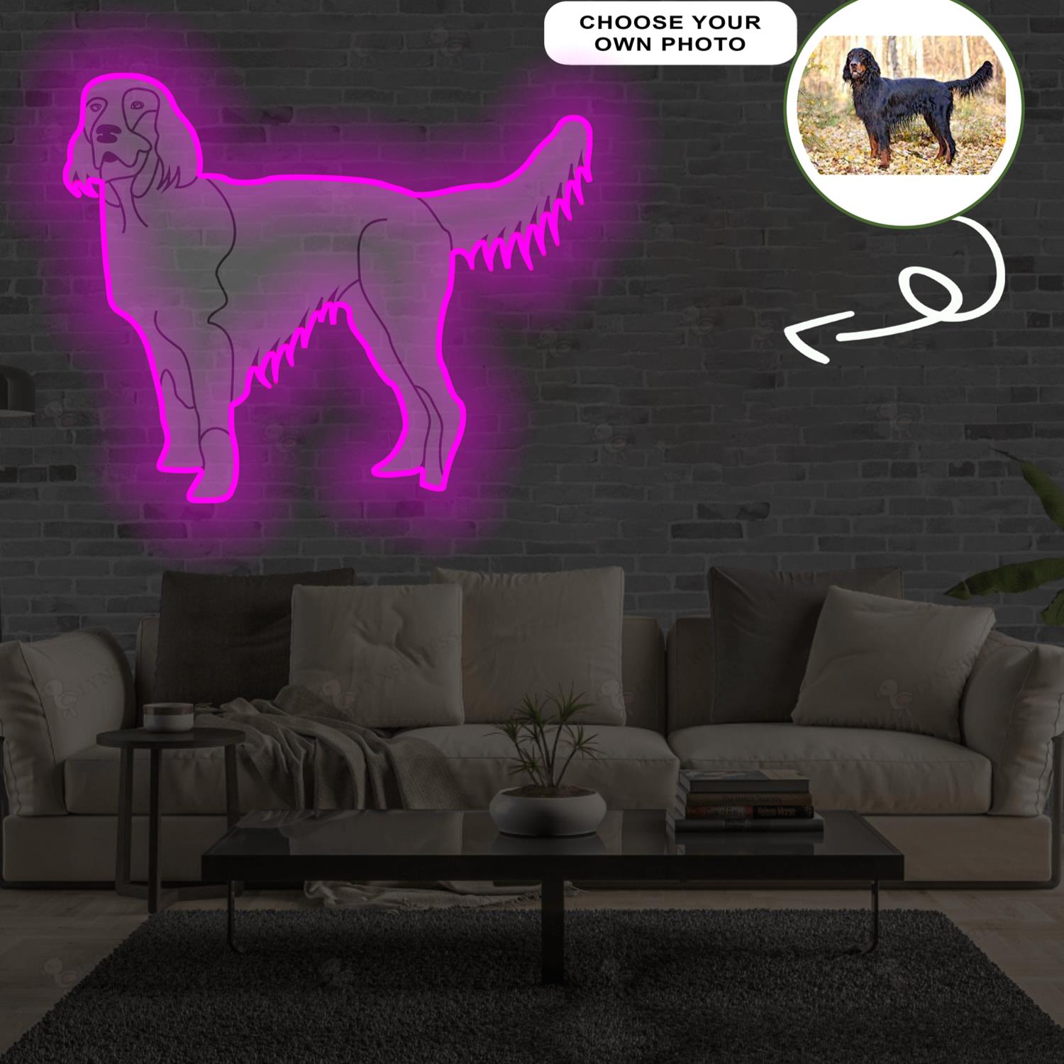 Custom Gordon setter Pop-Art Neon Sign with Your Dog's Photo - Personalized Pet Name Art - Unique Home Decor & Gift for Dog Lovers - Pet-Themed Lighting