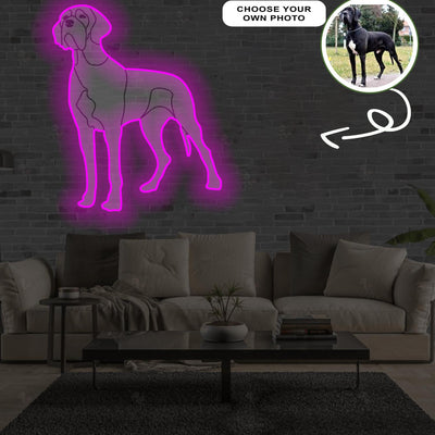 Custom Great Dane Pop-Art Neon Sign with Your Dog's Photo - Personalized Pet Name Art - Unique Home Decor & Gift for Dog Lovers - Pet-Themed Lighting