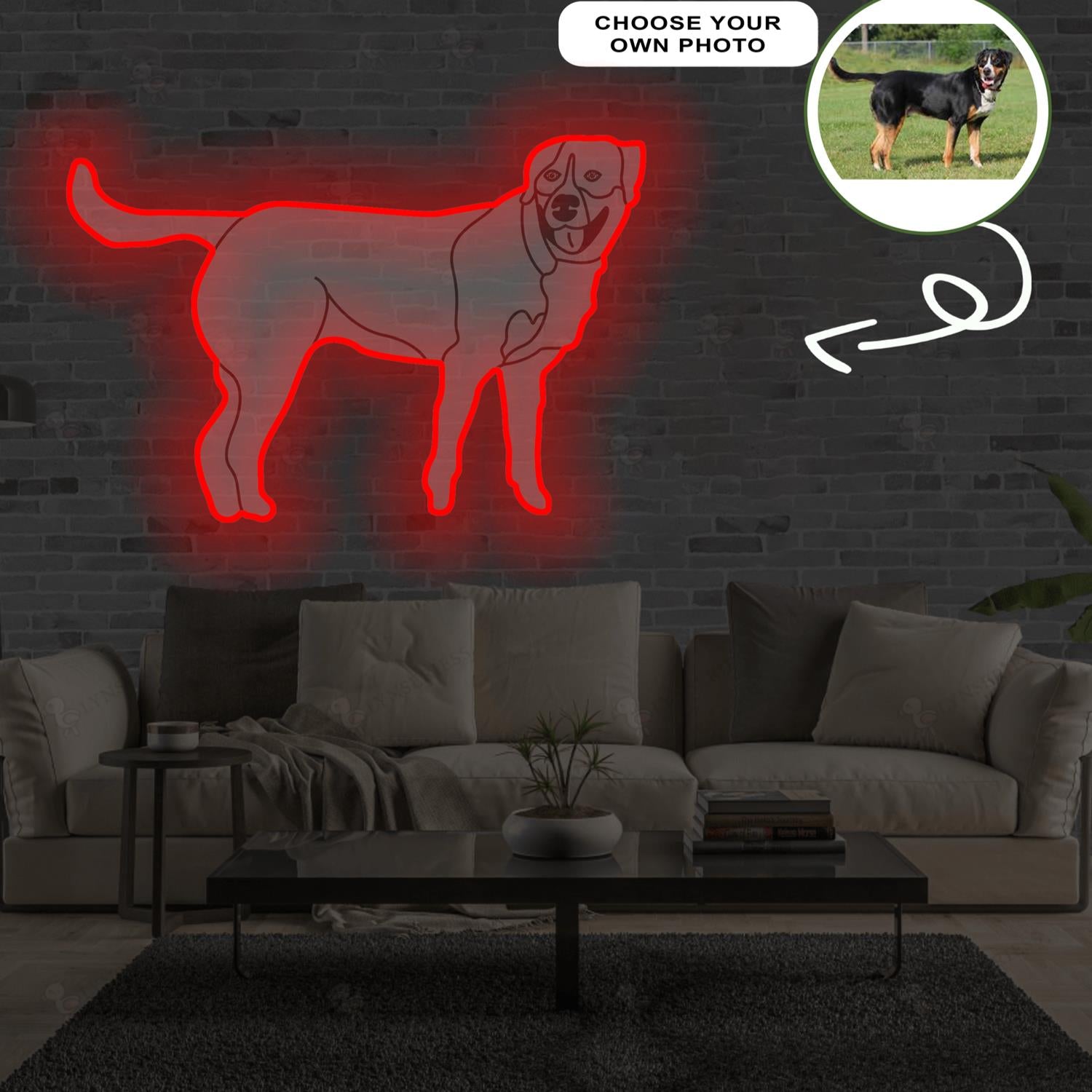 Custom Great swiss mountain dog Pop-Art Neon Sign with Your Dog's Photo - Personalized Pet Name Art - Unique Home Decor & Gift for Dog Lovers - Pet-Themed Lighting