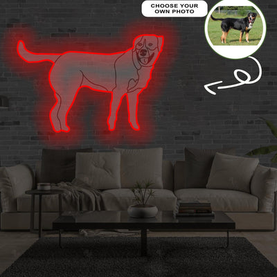 Custom Great swiss mountain dog Pop-Art Neon Sign with Your Dog's Photo - Personalized Pet Name Art - Unique Home Decor & Gift for Dog Lovers - Pet-Themed Lighting