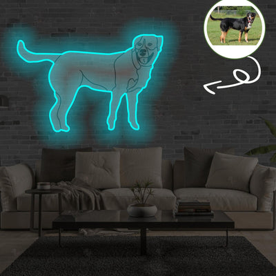 Custom Great swiss mountain dog Pop-Art Neon Sign with Your Dog's Photo - Personalized Pet Name Art - Unique Home Decor & Gift for Dog Lovers - Pet-Themed Lighting