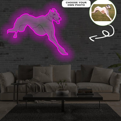 Custom Greyhound Pop-Art Neon Sign with Your Dog's Photo - Personalized Pet Name Art - Unique Home Decor & Gift for Dog Lovers - Pet-Themed Lighting
