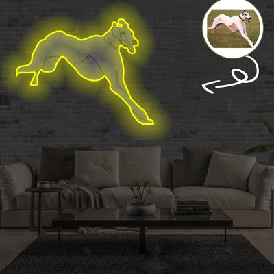 Custom Greyhound Pop-Art Neon Sign with Your Dog's Photo - Personalized Pet Name Art - Unique Home Decor & Gift for Dog Lovers - Pet-Themed Lighting