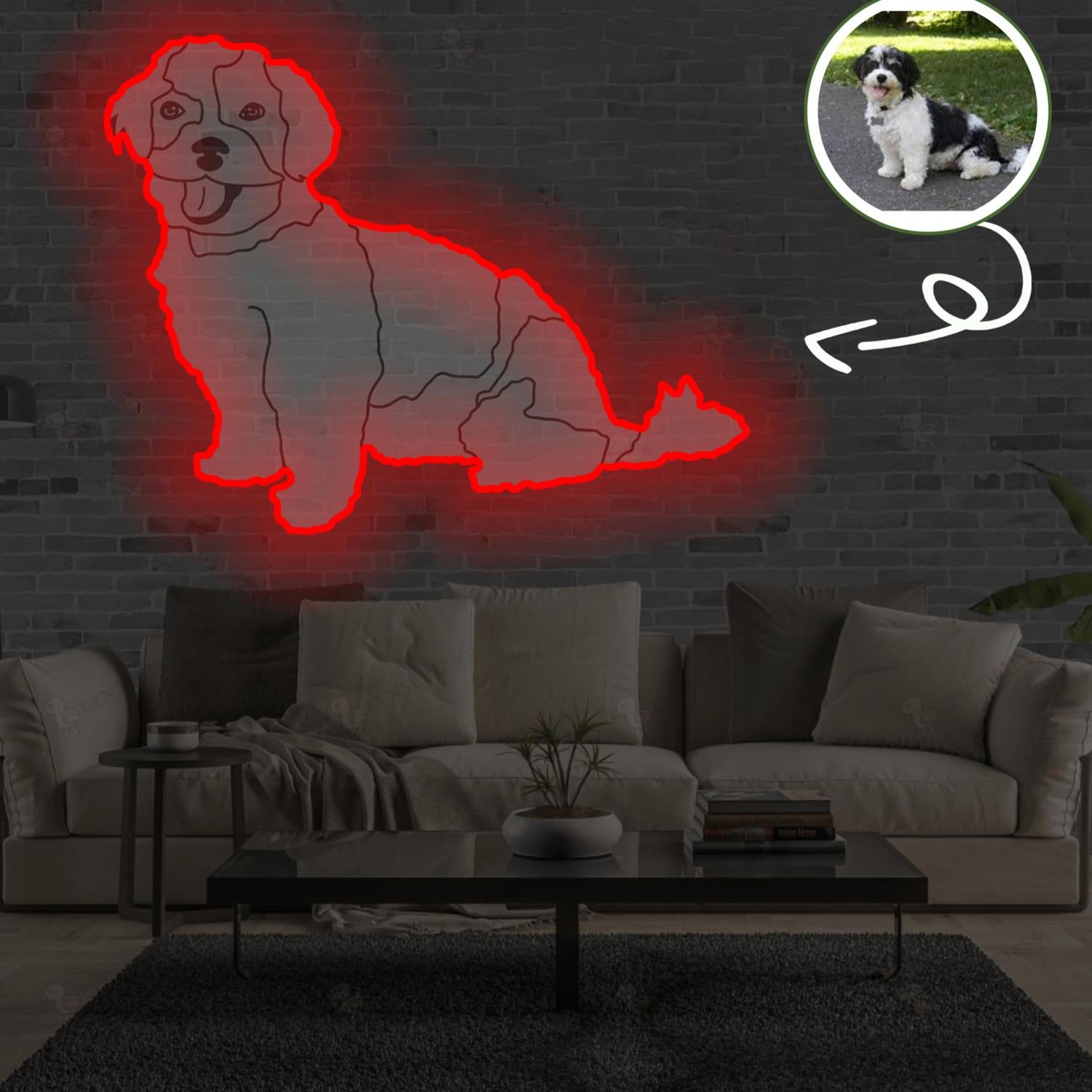 Custom Hawanese Pop-Art Neon Sign with Your Dog's Photo - Personalized Pet Name Art - Unique Home Decor & Gift for Dog Lovers - Pet-Themed Lighting