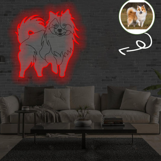 Custom Icelandic sheepdog Pop-Art Neon Sign with Your Dog's Photo - Personalized Pet Name Art - Unique Home Decor & Gift for Dog Lovers - Pet-Themed Lighting
