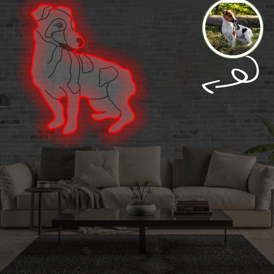 Custom Jack Russel Terrier Pop-Art Neon Sign with Your Dog's Photo - Personalized Pet Name Art - Unique Home Decor & Gift for Dog Lovers - Pet-Themed Lighting