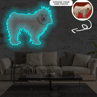 Custom Komondor Pop-Art Neon Sign with Your Dog's Photo - Personalized Pet Name Art - Unique Home Decor & Gift for Dog Lovers - Pet-Themed Lighting