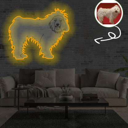 Custom Komondor Pop-Art Neon Sign with Your Dog's Photo - Personalized Pet Name Art - Unique Home Decor & Gift for Dog Lovers - Pet-Themed Lighting