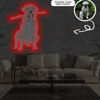 Custom Labrador Retriever Pop-Art Neon Sign with Your Dog's Photo - Personalized Pet Name Art - Unique Home Decor & Gift for Dog Lovers - Pet-Themed Lighting