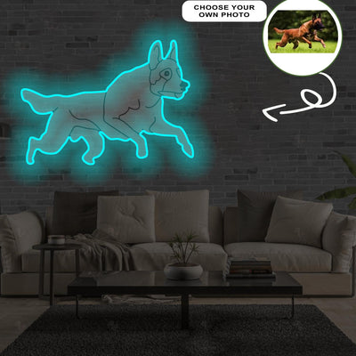 Custom Malinois Pop-Art Neon Sign with Your Dog's Photo - Personalized Pet Name Art - Unique Home Decor & Gift for Dog Lovers - Pet-Themed Lighting